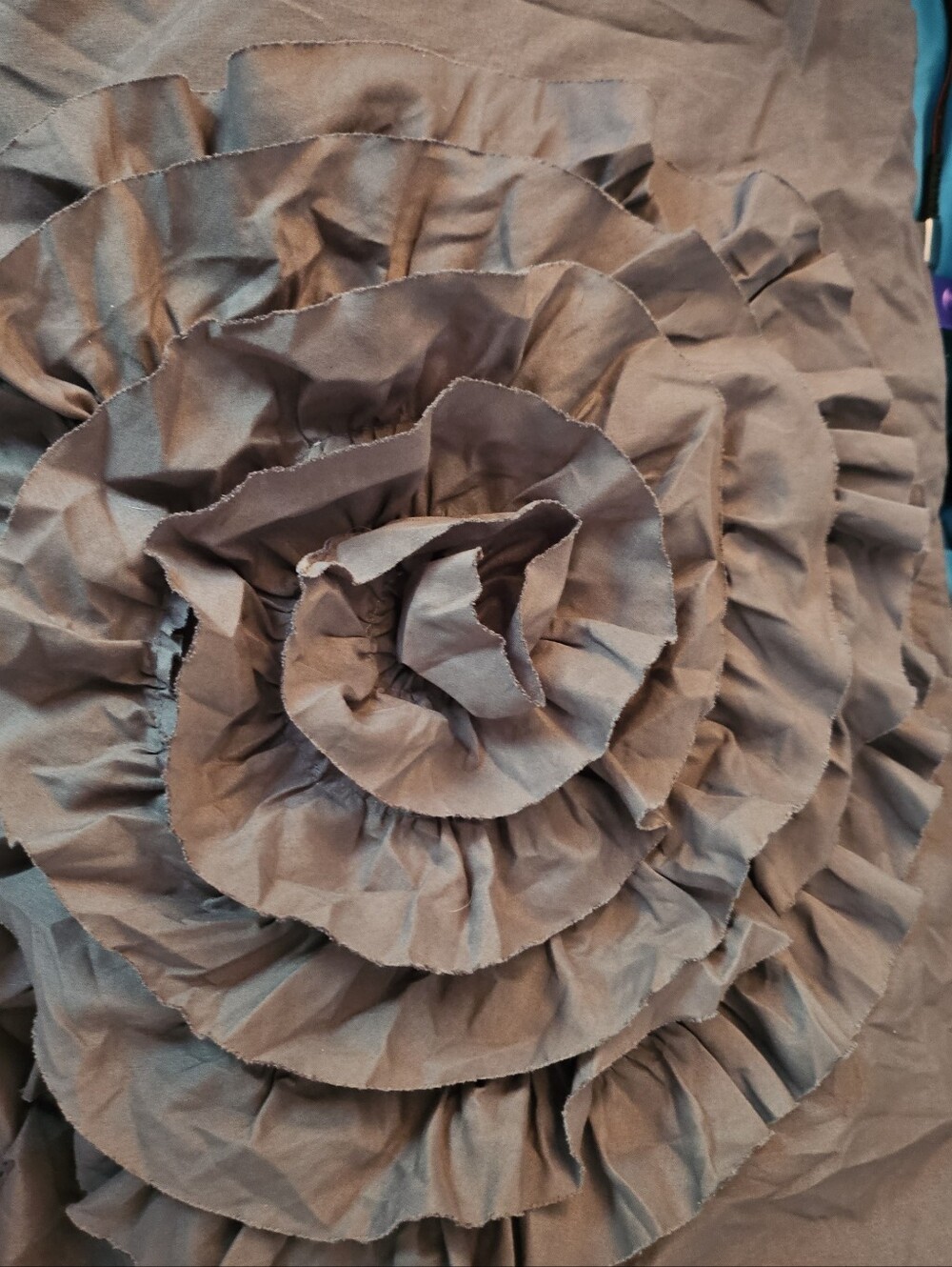 Gray Ruffled Floral Throw Pillow - Brand
